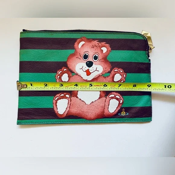 Vivienne Westwood RARE GREEN STRIPE TEDDY BEAR CLUTCH NWT AW15